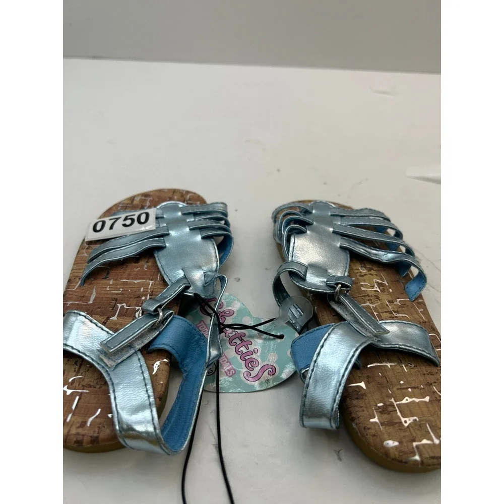 Ztties Metallic Strappy Gladiator Sandals Toddler Size XL 11/12 Light Blue